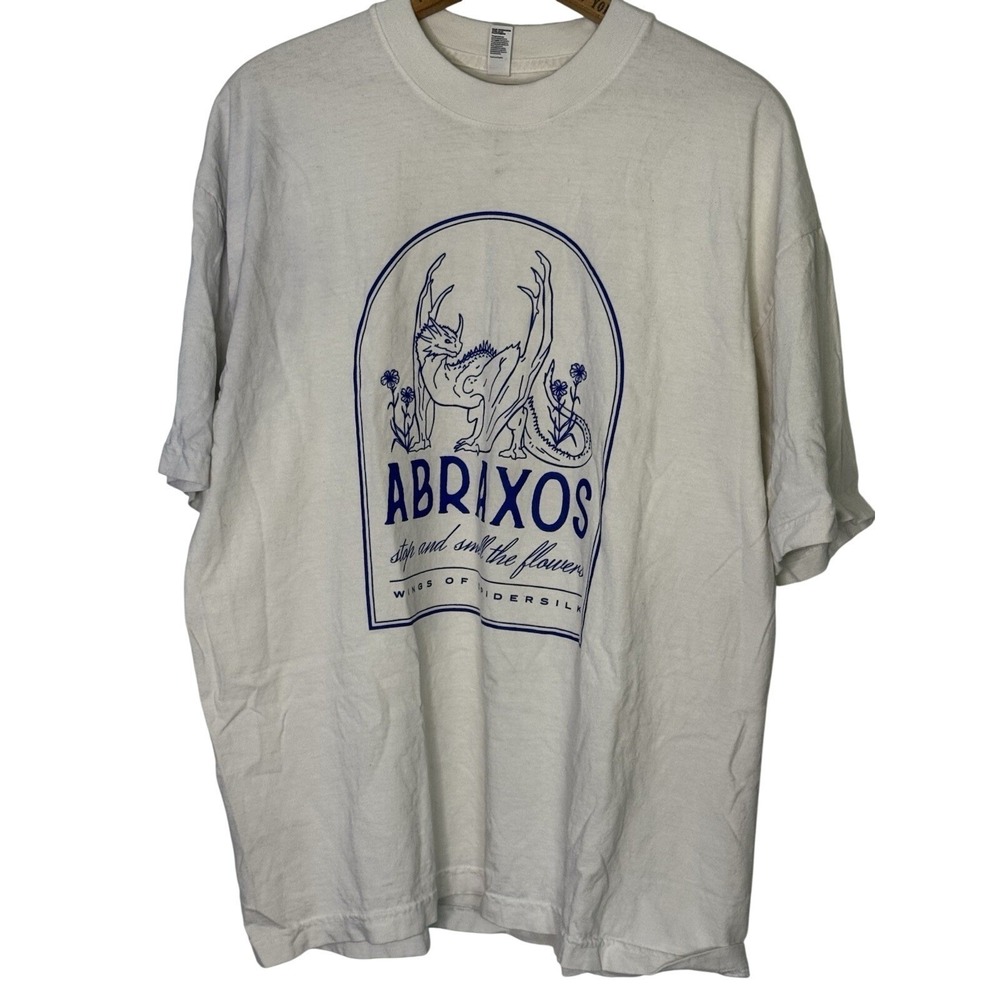 Abraxos‎ T Shirt White/blue Size Large 100% cotton